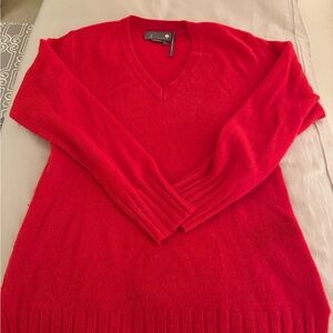 Anthropologie Vibrant Red V-Neck Sweater, Size XXS